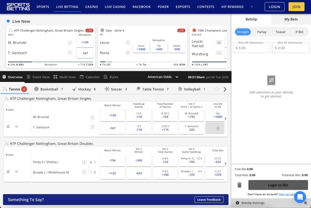 SportsBetting.ag Offshore Sportsbook Live Betting Odds
